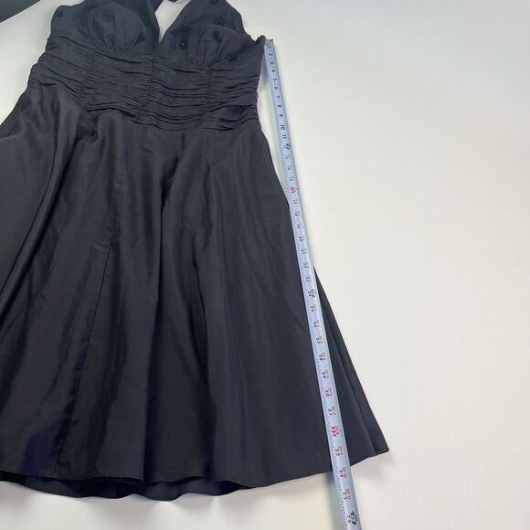 Vtg Decaprio Midi Halter Dress 12 Silk 3D Flower Fairy Whimsigoth Retro Pinup - Picture 9 of 13